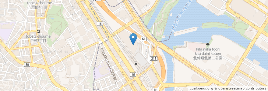 Mapa de ubicacion de かき小屋 en 日本, 神奈川県, 横浜市, 西区.