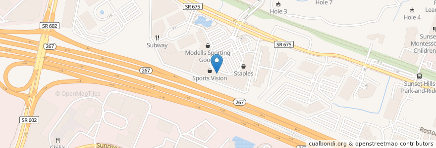 Mapa de ubicacion de Noodles and Company en 美利坚合众国/美利堅合眾國, 弗吉尼亚州 / 維吉尼亞州 / 維珍尼亞州, Fairfax County, Reston, Reston.