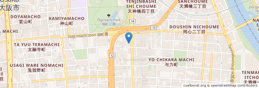 Mapa de ubicacion de なにわの平茸 en 日本, 大阪府, 大阪市, 北区.