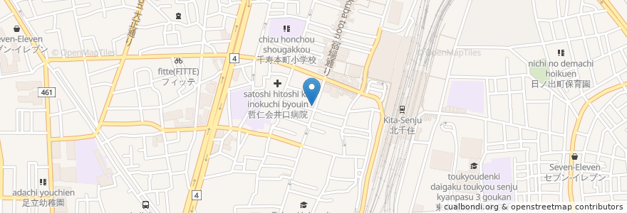 Mapa de ubicacion de フラッシュバック en 日本, 東京都, 足立区.