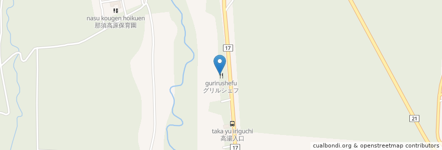 Mapa de ubicacion de グリルシェフ en Japon, Préfecture De Tochigi, 那須郡, 那須町.