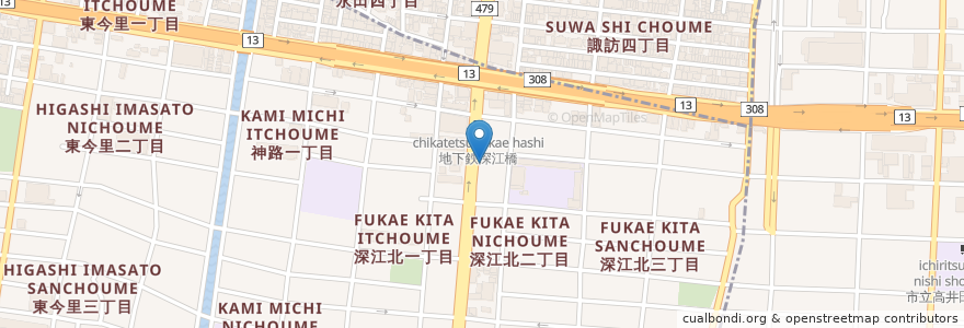 Mapa de ubicacion de 鳥貴族 en Japonya, 大阪府, 大阪市, 東成区.