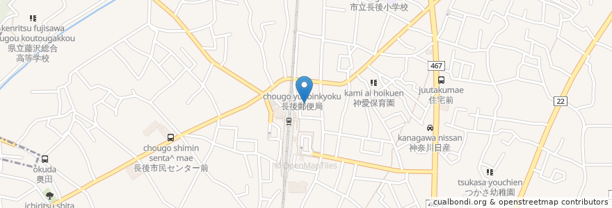Mapa de ubicacion de 横浜銀行 en Japan, Präfektur Kanagawa, 藤沢市.