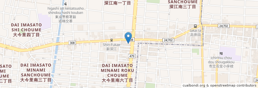 Mapa de ubicacion de シノベ動物病院 en Japan, 大阪府, Osaka, 東成区.