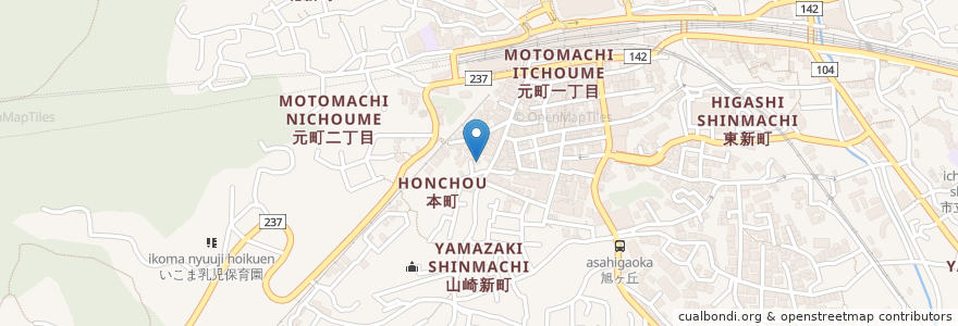 Mapa de ubicacion de Choco. Cafe en Japão, 奈良県, 生駒市.