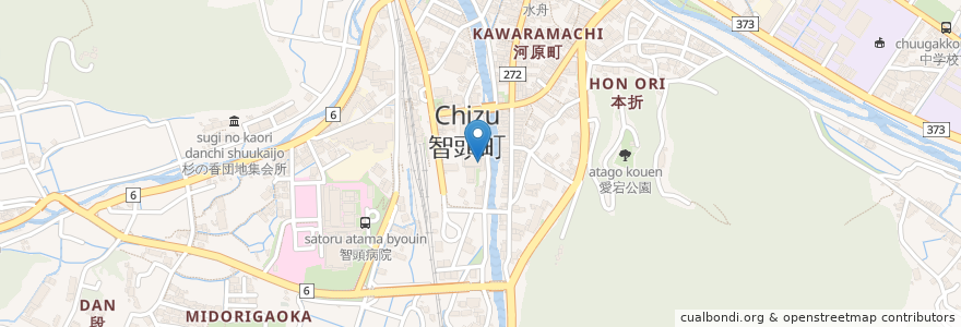 Mapa de ubicacion de 智頭町中央公民館 en Japón, Prefectura De Tottori, 八頭郡, 智頭町.
