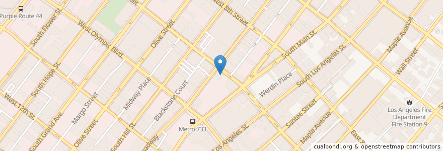 Mapa de ubicacion de Anson's Eatery en Stati Uniti D'America, California, Los Angeles County, Los Angeles.