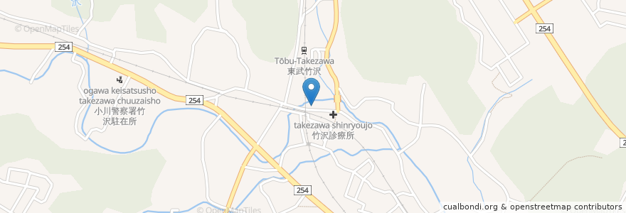 Mapa de ubicacion de 東武竹沢駅前郵便局 en Japón, Prefectura De Saitama, 比企郡, 小川町.