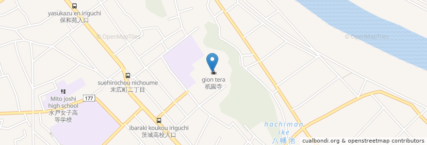 Mapa de ubicacion de 祇園寺 en Japan, Präfektur Ibaraki, 水戸市.
