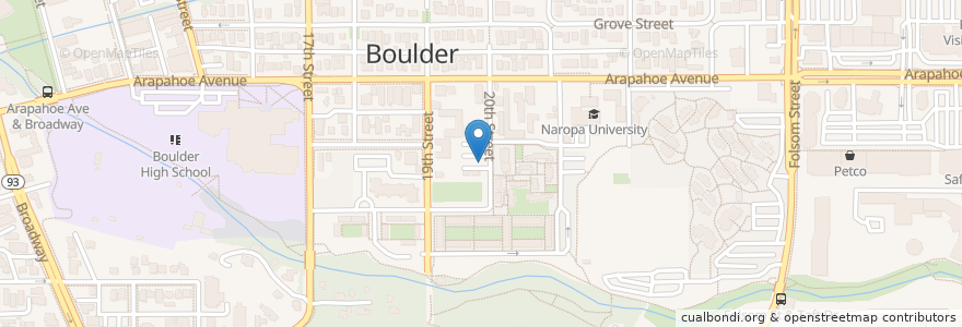 Mapa de ubicacion de Visitors parking en Amerika Birleşik Devletleri, Kolorado, Boulder County, Boulder.