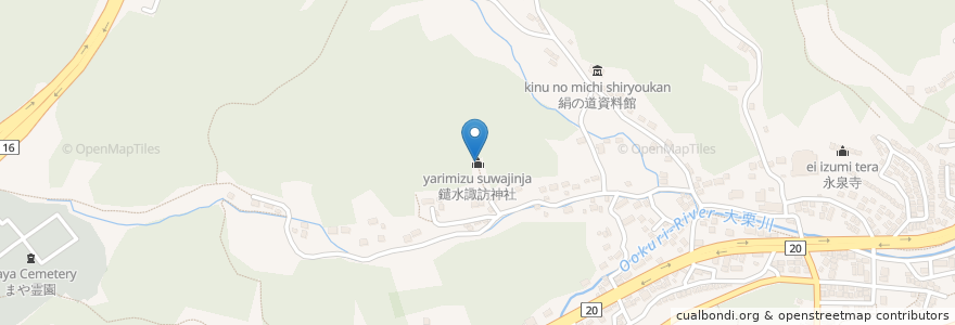 Mapa de ubicacion de 鑓水諏訪神社 en 日本, 東京都, 八王子市.