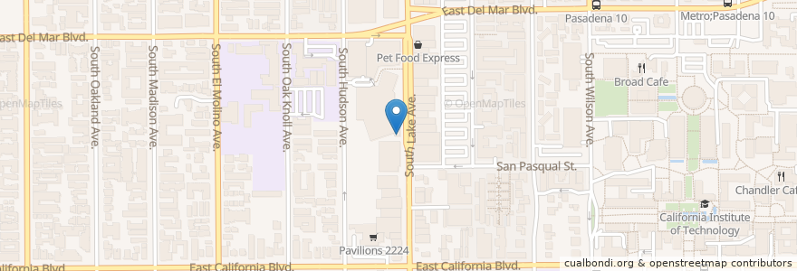 Mapa de ubicacion de The Coffee Bean & Tea Leaf en United States, California, Los Angeles County, Pasadena.