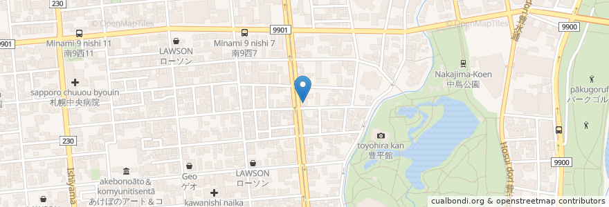 Mapa de ubicacion de 札幌南十条郵便局 en Japan, Präfektur Hokkaido, 石狩振興局, 札幌市, 中央区.