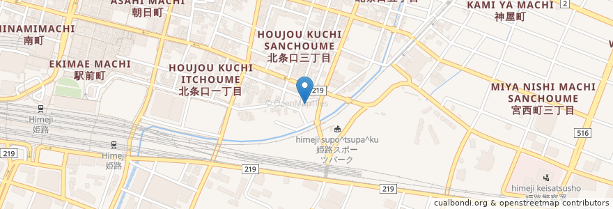 Mapa de ubicacion de 天理教姫希布教所 en Japón, Prefectura De Hyōgo, 姫路市.