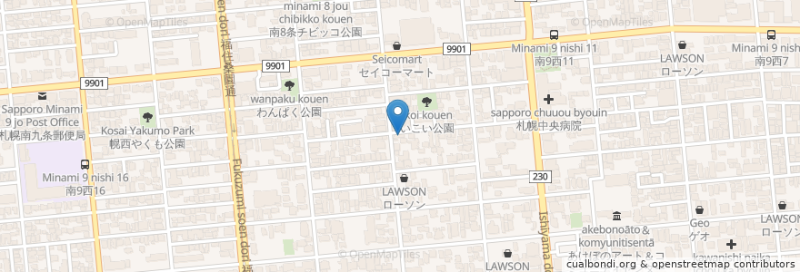 Mapa de ubicacion de 渡辺歯科医院 en ژاپن, 北海道, 石狩振興局, 札幌市, 中央区.