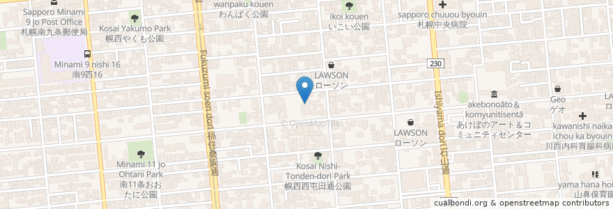 Mapa de ubicacion de 大宥寺 en 日本, 北海道, 石狩振興局, 札幌市, 中央区.