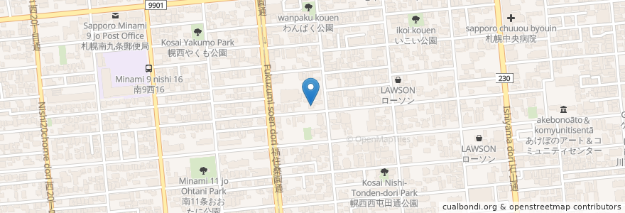 Mapa de ubicacion de 広照院 en Япония, Хоккайдо, Округ Исикари, Саппоро, Тюо.