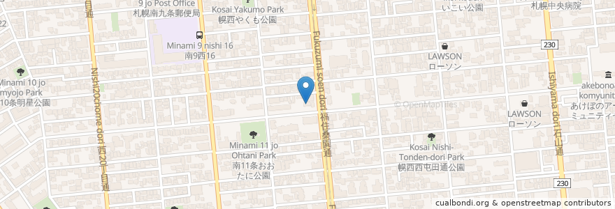 Mapa de ubicacion de 村田歯科クリニック en اليابان, محافظة هوكايدو, 石狩振興局, 札幌市, 中央区.