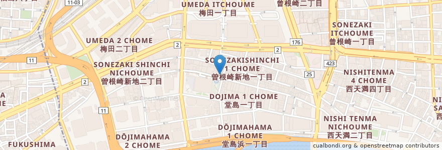 Mapa de ubicacion de あらえびーす en Japonya, 大阪府, 大阪市, 北区.