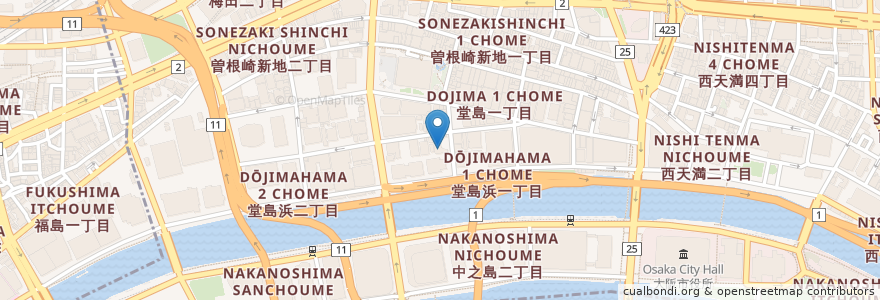 Mapa de ubicacion de 堂島キッチン en Japon, Préfecture D'Osaka, 大阪市, 北区.