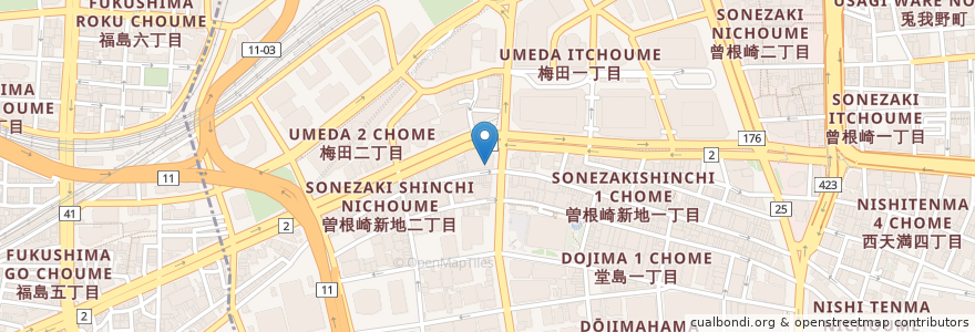 Mapa de ubicacion de 三菱UFJ銀行 en Japonya, 大阪府, 大阪市, 北区.