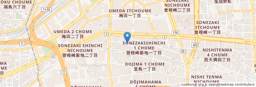 Mapa de ubicacion de 玉五郎 en ژاپن, 大阪府, 大阪市, 北区.