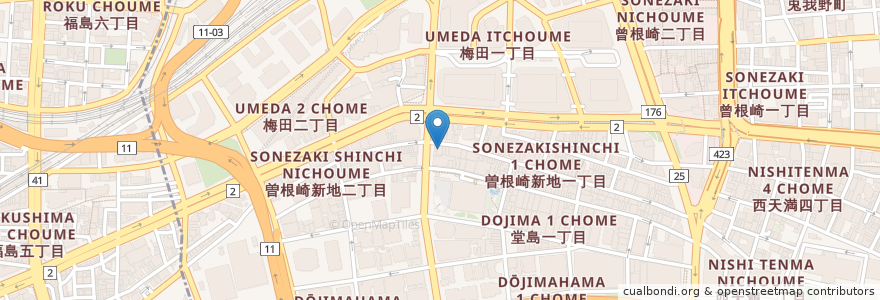 Mapa de ubicacion de Party Park en 日本, 大阪府, 大阪市, 北区.