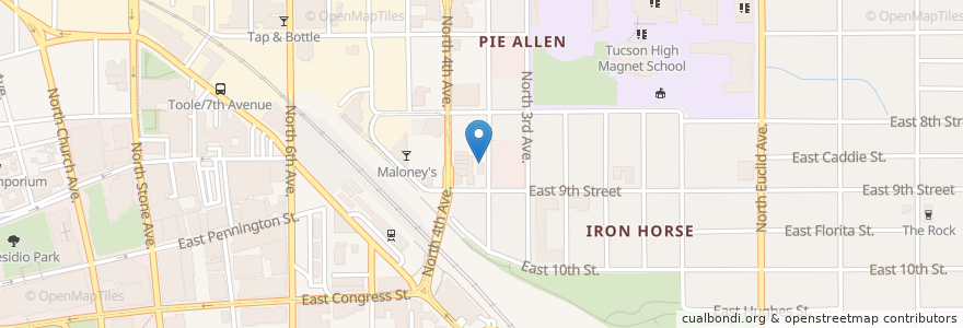 Mapa de ubicacion de Public House Brewery en Vereinigte Staaten Von Amerika, Arizona, Pima County, Tucson.