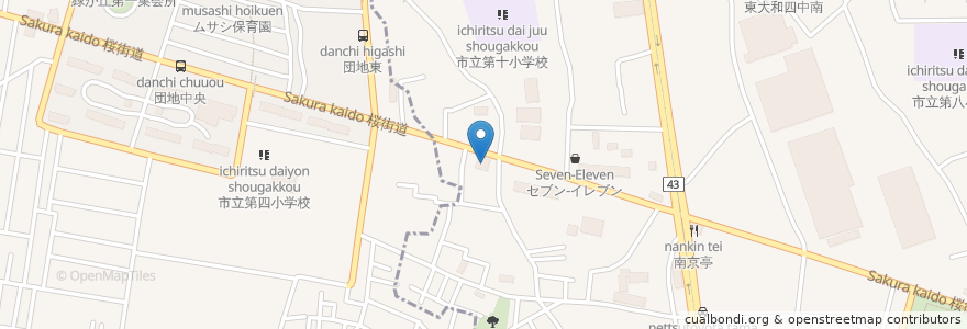 Mapa de ubicacion de サイゼリヤ 桜街道店 (Saizeriya) en Japan, Tokyo, Musashimurayama.