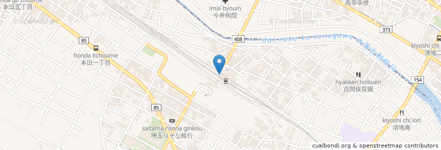 Mapa de ubicacion de ロッテリア en 日本, 埼玉県, 南埼玉郡, 宮代町.