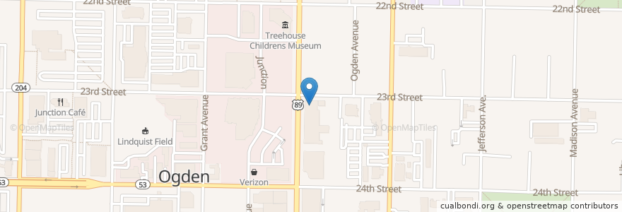 Mapa de ubicacion de Zions Bank Ogden Financial Center en 미국, 유타 주, Weber County, Ogden.