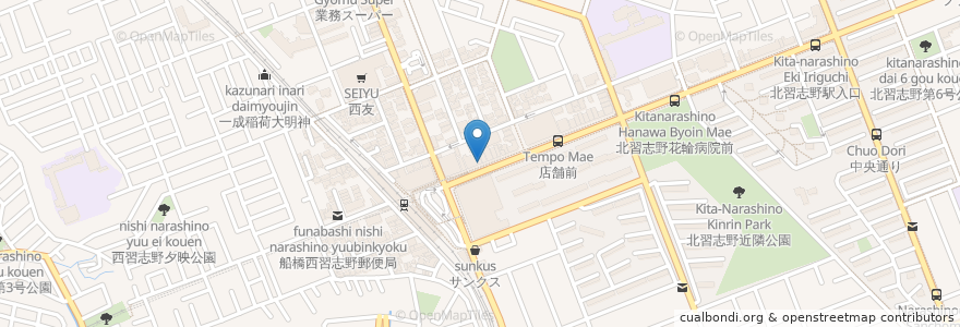 Mapa de ubicacion de TEXAS en 日本, 千葉県, 船橋市.