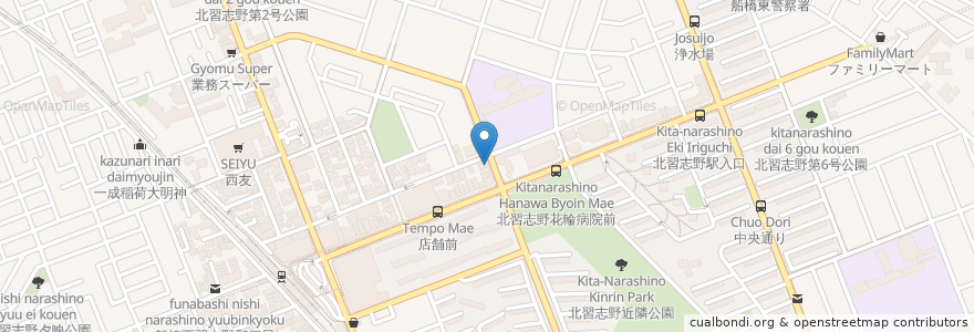 Mapa de ubicacion de むさしや en Japan, 千葉県, 船橋市.