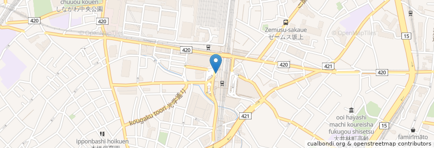 Mapa de ubicacion de ＪＲ大井町駅西口タクシー乗り場 en Japão, Tóquio, 品川区.