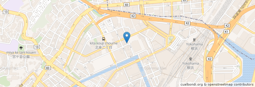 Mapa de ubicacion de Hokuo en 일본, 가나가와현, 요코하마시, 西区, 神奈川区.