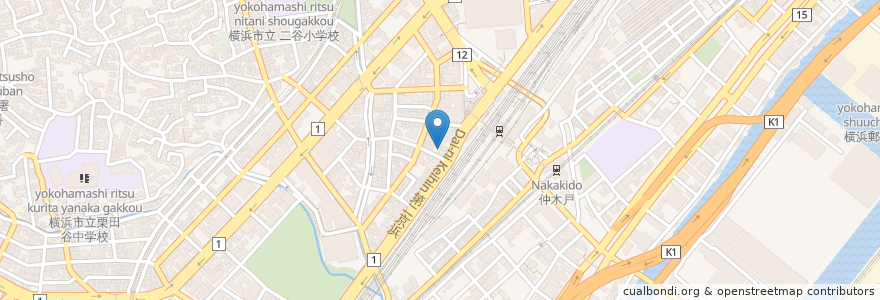 Mapa de ubicacion de 二ッ谷稲荷大明神 en Japan, Präfektur Kanagawa, Yokohama, 神奈川区.