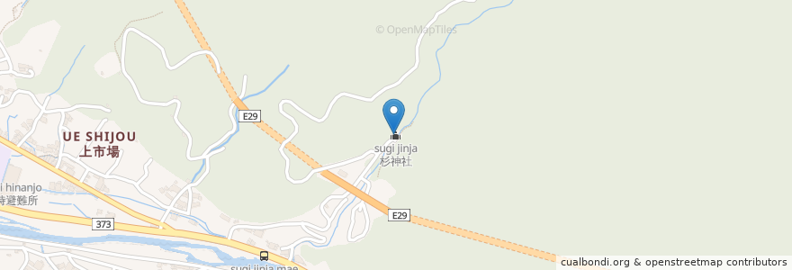Mapa de ubicacion de 杉神社 en Япония, Тоттори, 八頭郡, 智頭町.