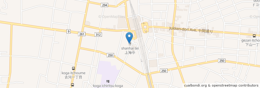 Mapa de ubicacion de 上海亭 en 日本, 茨城県, 古河市.