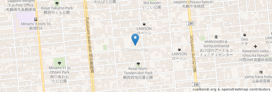 Mapa de ubicacion de 松田デンタルクリニック en اليابان, محافظة هوكايدو, 石狩振興局, 札幌市, 中央区.
