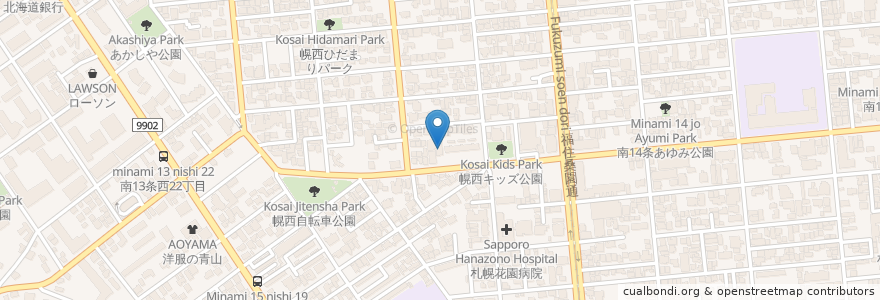 Mapa de ubicacion de 幌西児童会館 en Japan, Präfektur Hokkaido, 石狩振興局, 札幌市, 中央区.