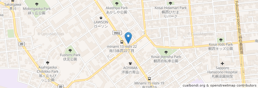 Mapa de ubicacion de 啓明眼科 en اليابان, محافظة هوكايدو, 石狩振興局, 札幌市, 中央区.