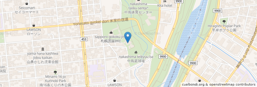 Mapa de ubicacion de 多賀神社 en Япония, Хоккайдо, Округ Исикари, Саппоро, Тюо.