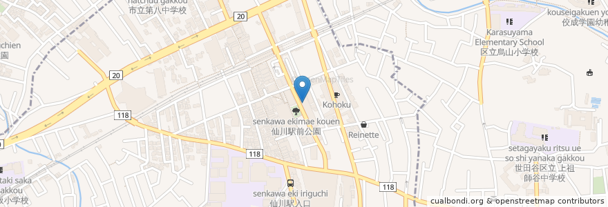Mapa de ubicacion de 仙川南第２自転車駐車場（レンタサイクル有） en Jepun, 東京都, 調布市.