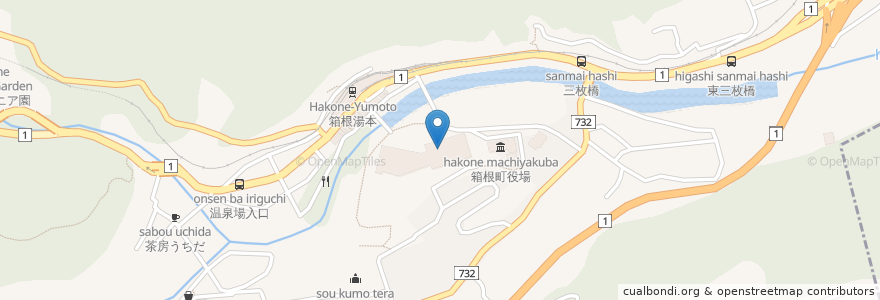 Mapa de ubicacion de 湯本富士屋ホテル ラウンジ ウィステリア en Japan, Kanagawa Prefecture, Ashigarashimo County, Hakone.