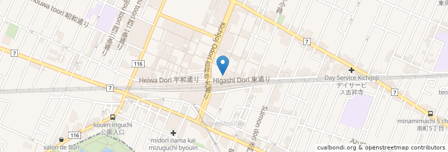 Mapa de ubicacion de すたみな太郎 en 日本, 東京都, 武蔵野市.