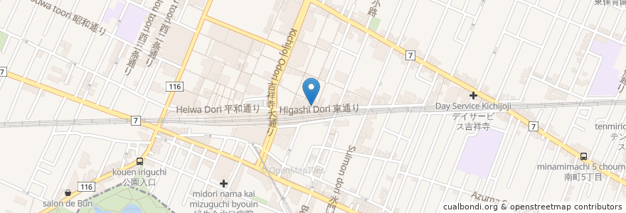 Mapa de ubicacion de とらふぐ亭 en Giappone, Tokyo, 武蔵野市.