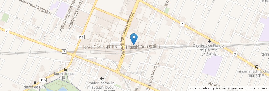 Mapa de ubicacion de 京たこ en Japan, Tokio, 武蔵野市.