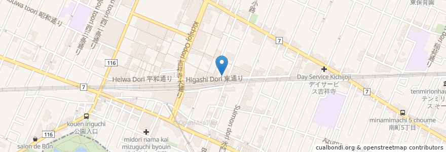 Mapa de ubicacion de てらさん en ژاپن, 東京都, 武蔵野市.