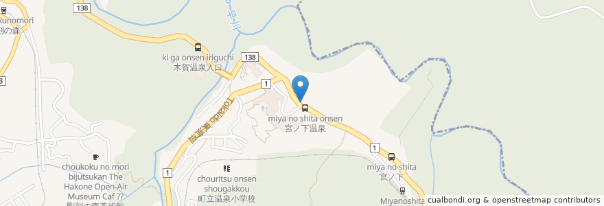 Mapa de ubicacion de カフェ・ド・モトナミ en 일본, 가나가와현, 足柄下郡, 箱根町.