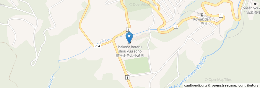 Mapa de ubicacion de 箱根ホテル小涌園 ラウンジ アゼリア en Japón, Prefectura De Kanagawa, 足柄下郡, 箱根町.